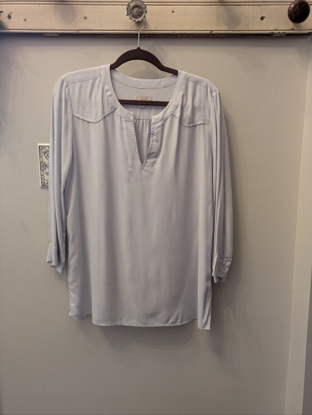 LOFT Pale Blue Split-Neck Blouse